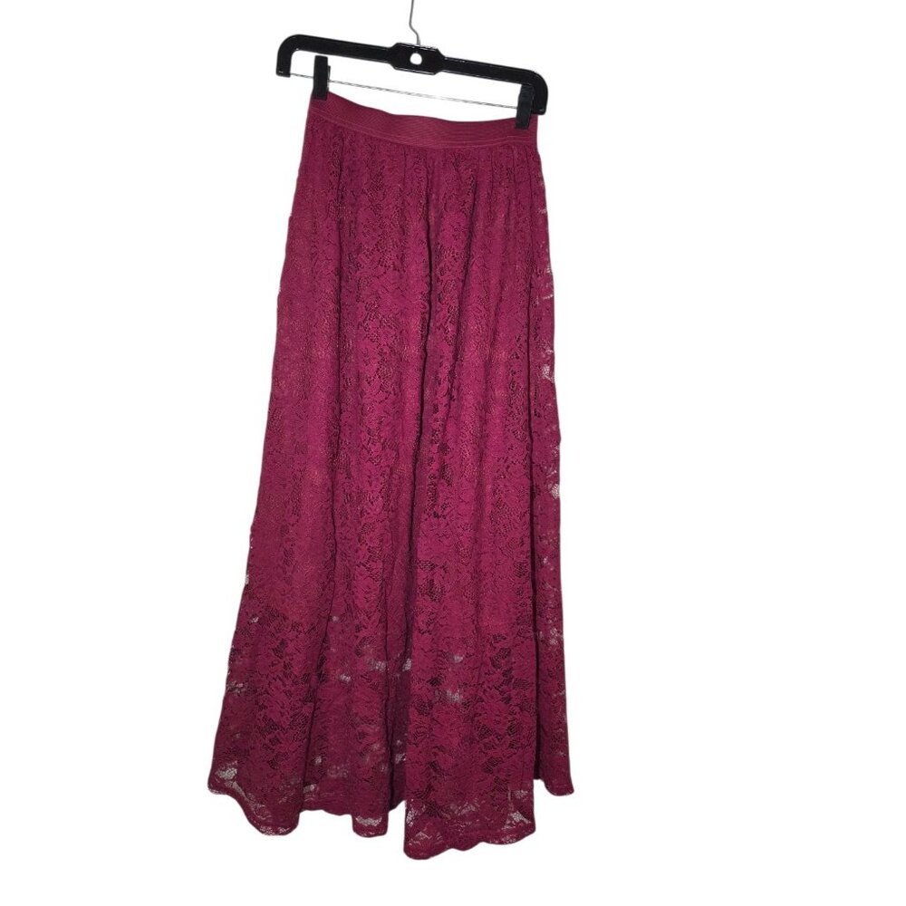 Laffaire Magenta‎ Pink Floral Lace Maxi Skirt Whimsigoth Fairy Pull On NWT S